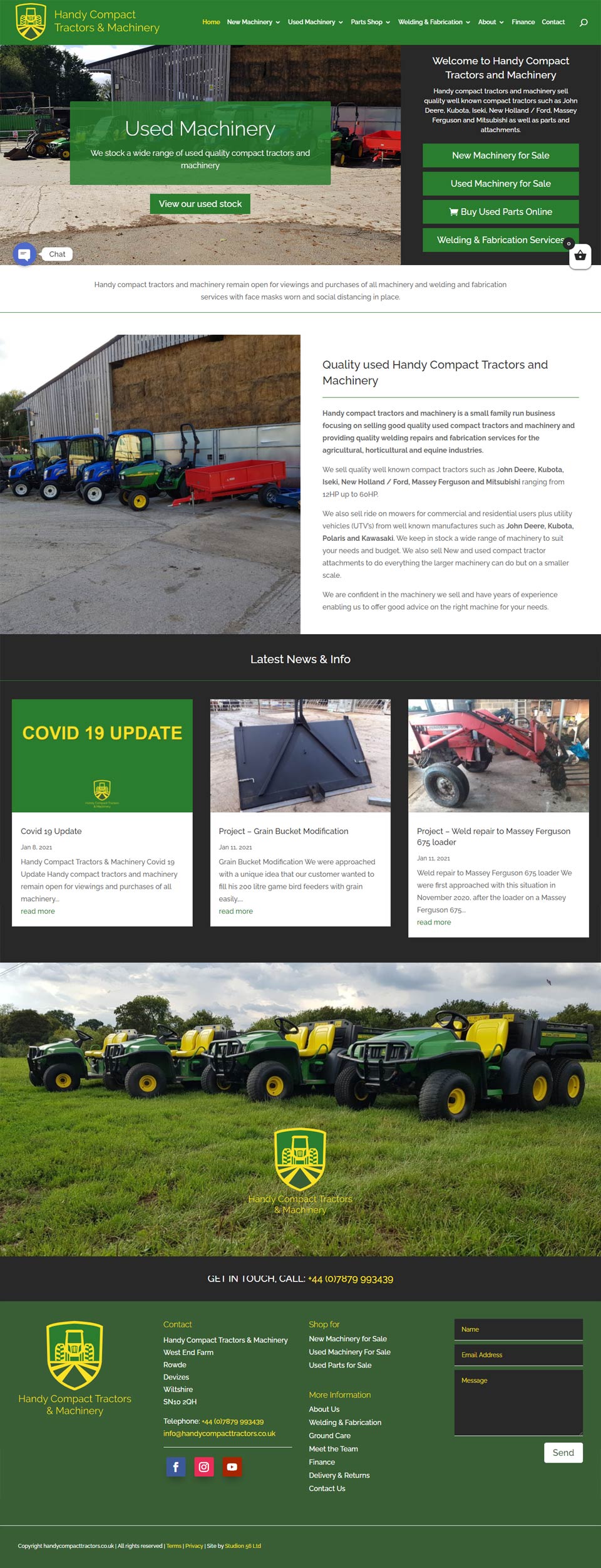 Handy Compact Tractors new website designed and developed by Studio 56